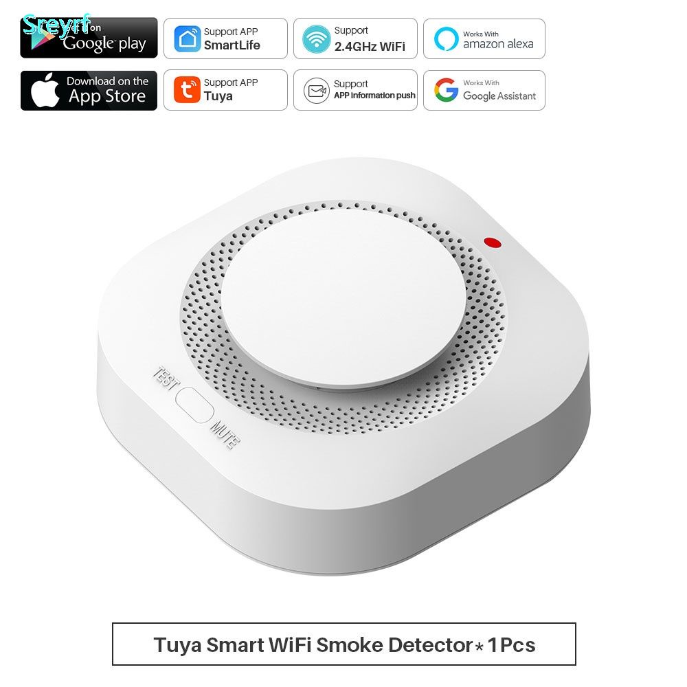 Tuya Wifi Detector De Humo Sensor Db Alarma De Fuego Detector De Humo