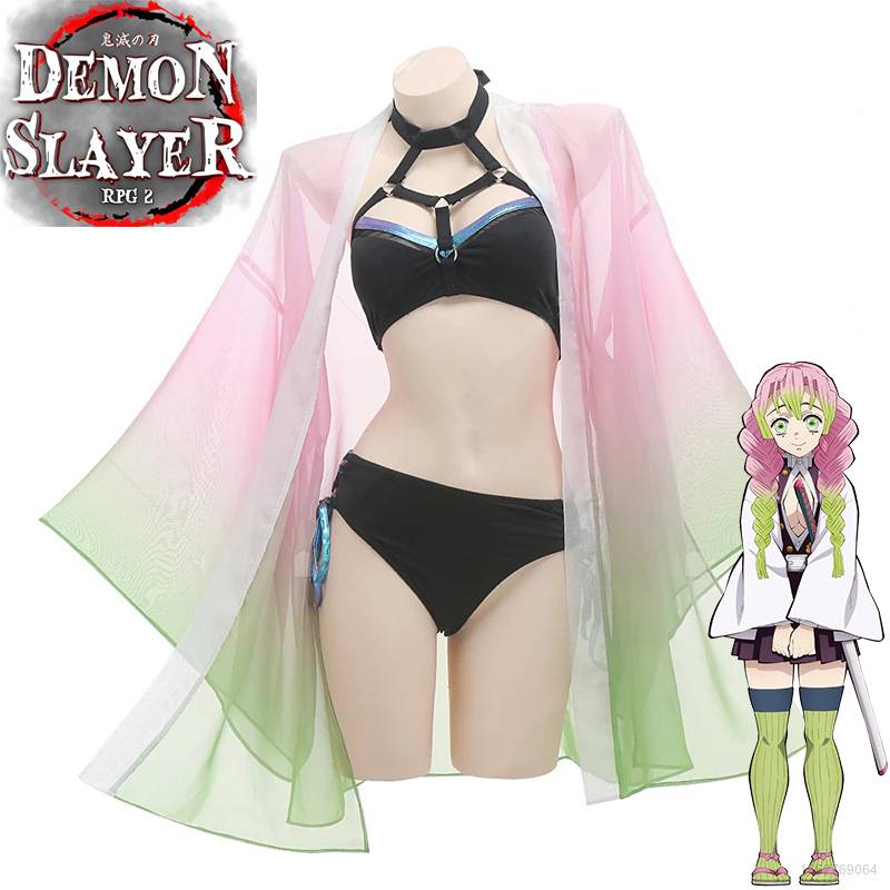 Buzz Demon Slayer Mitsuri Cosplay Traje De Ba O Anime Trajes Bikini