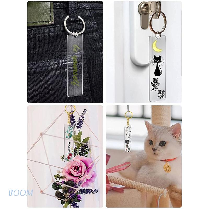 Boom 50Pcs Acrílico Llavero En Blanco Con Anillo Transparente Rectángulo Espacios