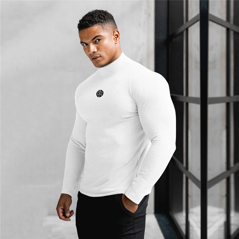 Marca De gimnasio ropa casual para hombre Fitness tendencia Manga larga  transpirable otoño E invierno Moda delgada deportivo cuello De media T  Camisa | Shopee Colombia