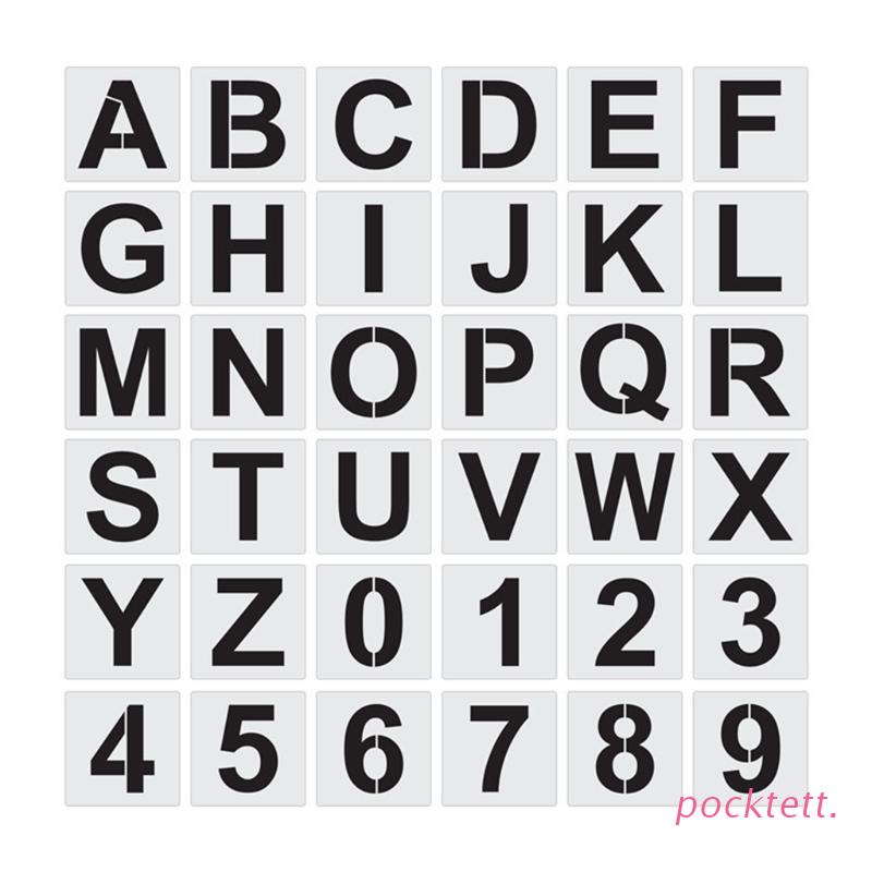Plantillas De Letras POCKT 36Pcs Para Pintar En Madera Lienzo De Pared Papel Piso Niño Letra Plantilla Número Vintage #8