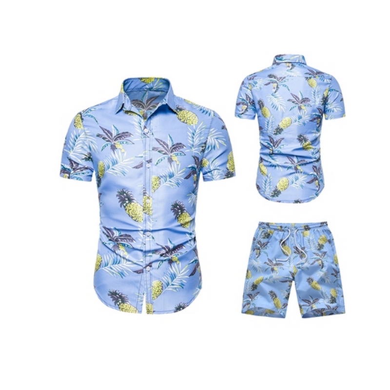 2021 Moda Verano De Los Hombres Casual Conjunto De Ropa Para Hombre Floral  Camisa Pantalones Cortos De Playa | Shopee Colombia