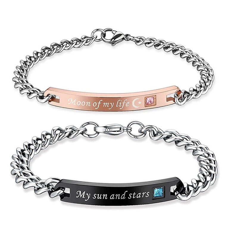 Regalo del día de san valentín para novio novia letras ”luna de mi vida, mi sol y estrellas” pulseras para parejas regalo brazaletes para amantes #3