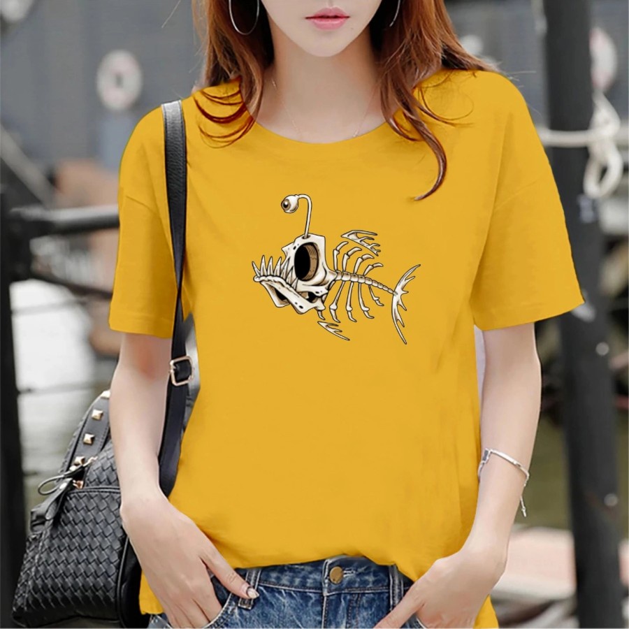 COTTON COMBED Nueva camiseta de algodón peinado de ojo de pez o-cuello 30s  para mujer!! Camisetas Distro | Shopee Colombia