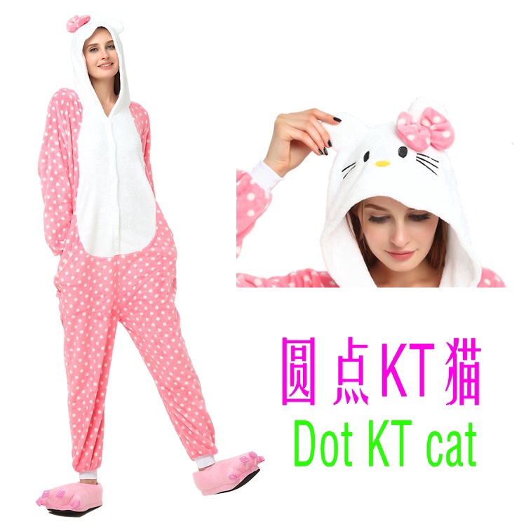 Pijamas De Franela De Hello Kitty Para Mujer , Animal , Una Pieza , Kigurumi #1