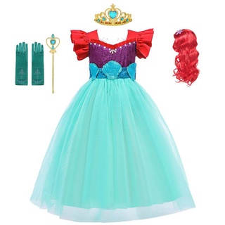 Vestido De Princesa Ariel Para Niña Disfraz Verde Elegante Sirena Halloween Fiesta De Cumpleaños #2