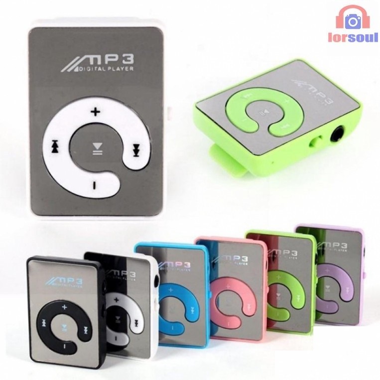 Cooshional Mini Reproductor MP3 Sport Espejo con Clip USB Micro SD TF 5 Colores 
