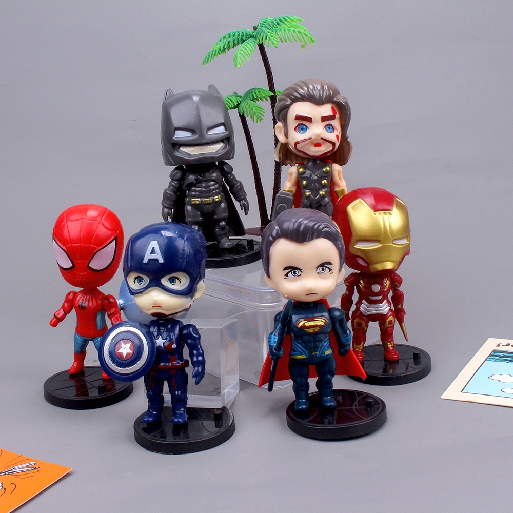 6 Pcs Bonito Superman Marvel Avengers Action Figure Brinquedos Enfeites De  Mesa Decoração Do Bolo Homem De Ferro Batman Spiderman | Shopee Colombia