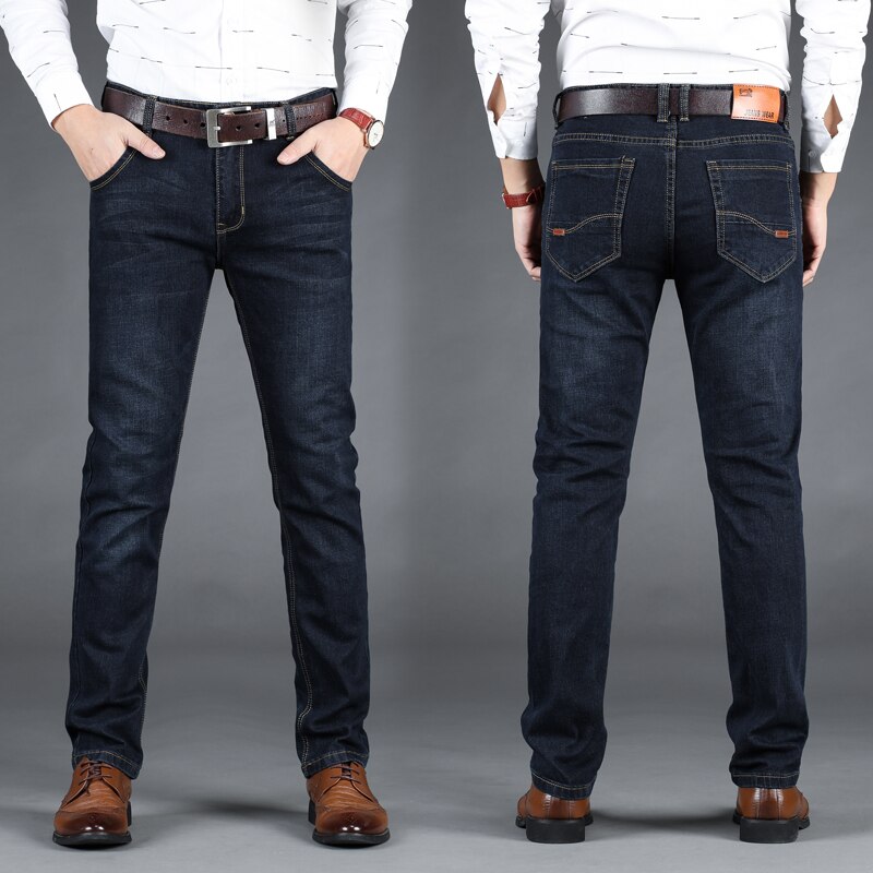 Nuevos Vaqueros Rectos Delgados Para Hombres Moda Clásica Azul-Negro  Elásticos Casual Jeans Talla Grande 40 | Shopee Colombia