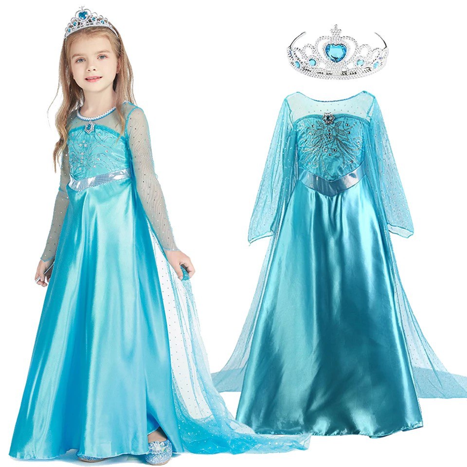 Vestido De Elsa De Frozen Para Niñas, Disfraz De Princesa Para Cosplay ...