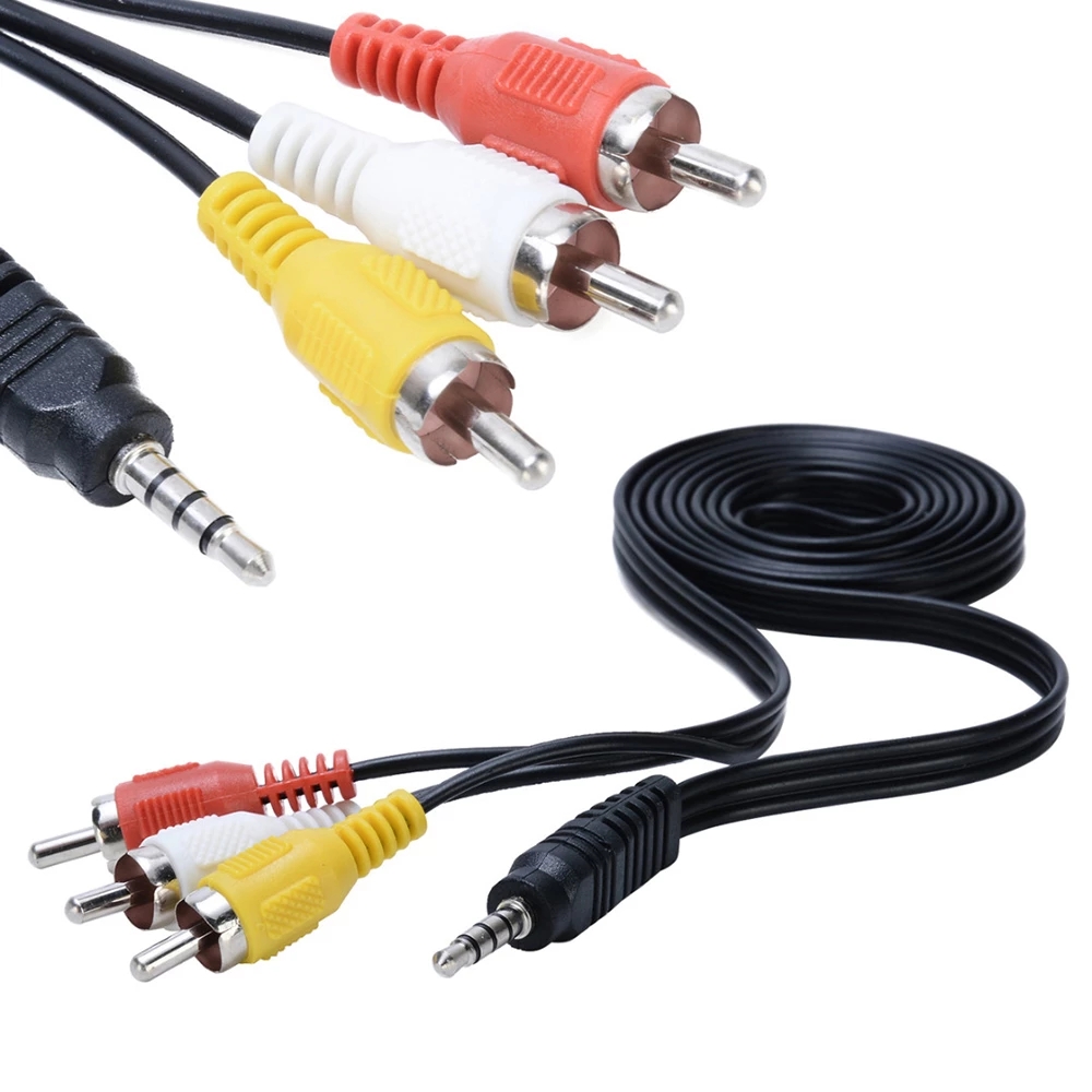1M 3.5mm Macho A 3 RCA Jack Plug Alta Calidad 3.5 Adaptador/Audio Video Cable DVD Portátil TV AUX AV #9