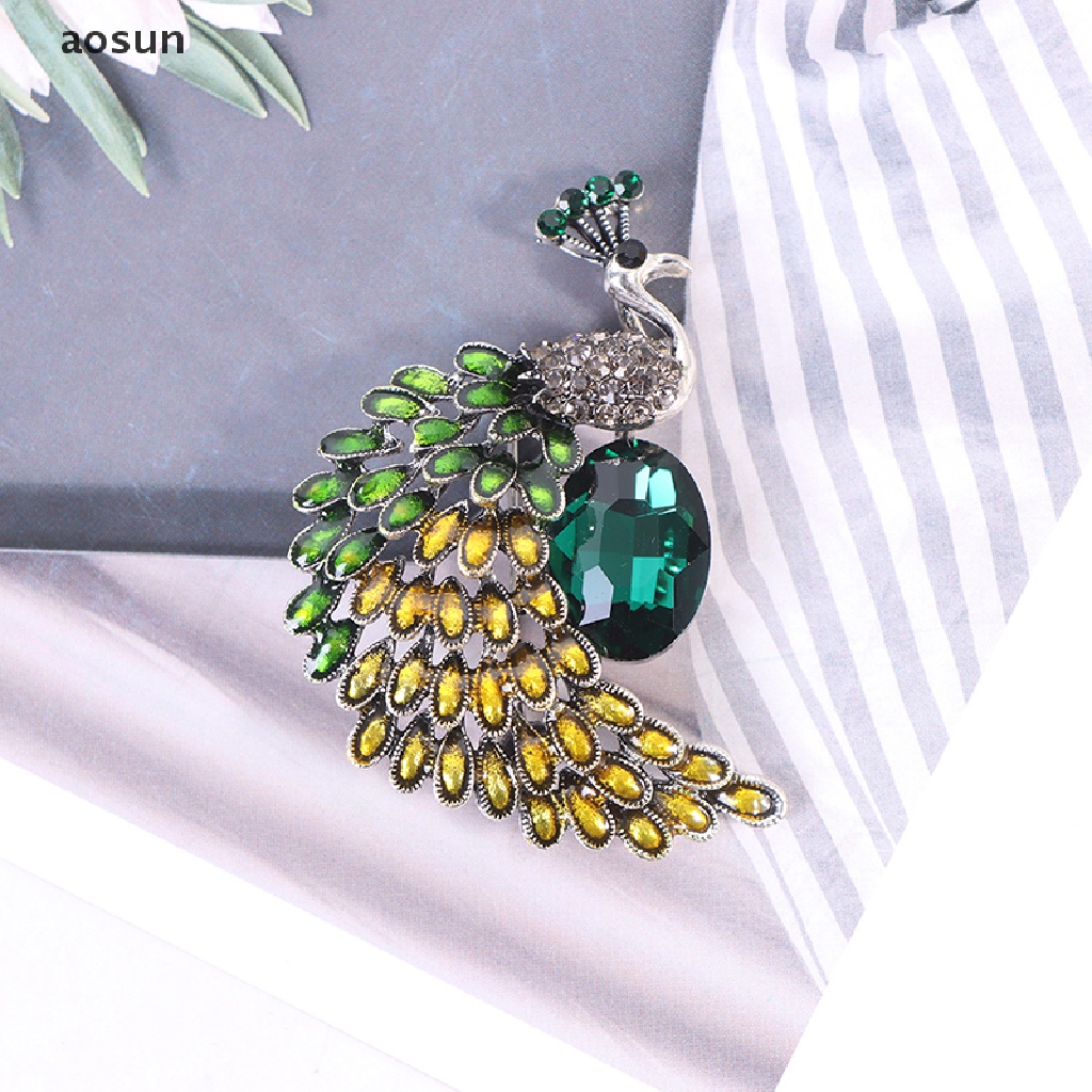 AOSUN 1PC Broches De Pavo Real De Diamantes De Imitación Verdes Para Mujer  Oficina Casual Ropa Broche Pines | Shopee Colombia