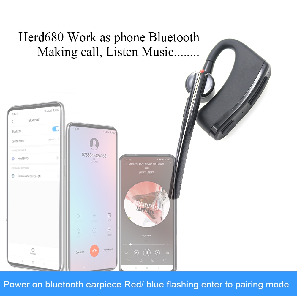 Image of Walkie talkie manos libres Bluetooth PTT auricular inalámbrico auriculares auriculares para BaoFeng UV-82 UV-5R 888S de dos vías Radio Moto Bike #4