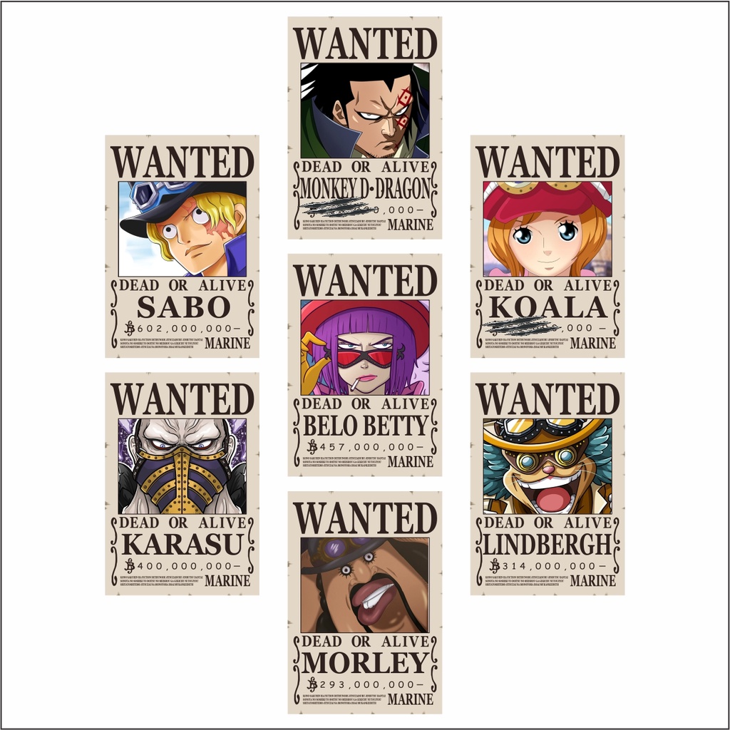Poster De Una Pieza Bounty Poster Wanted One Piece Revolusioner Force Sabo Dragon Koala Shopee Colombia