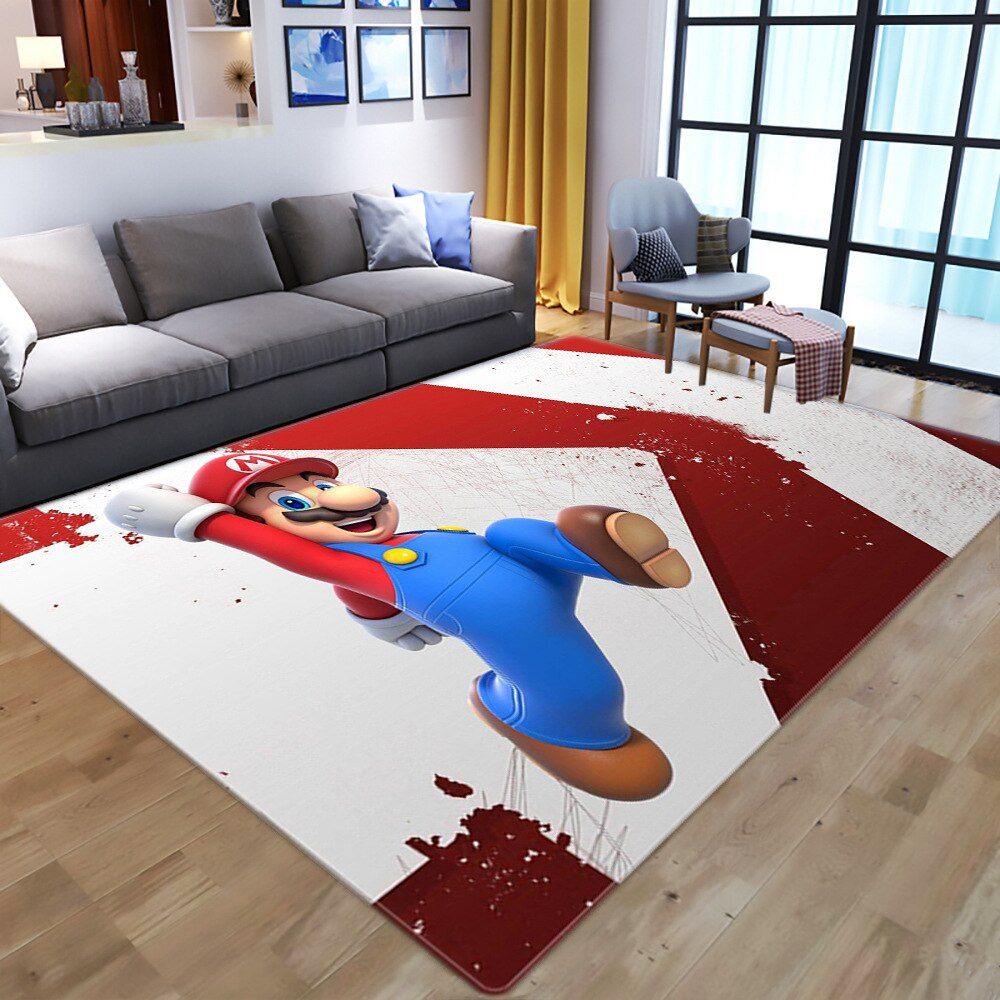Super Mario Bros Dibujos Animados Dormitorio Creativo Moderno Habitación para niños Alfombrilla Antideslizante Decoración del hogar 60x90cm-A_120X160CM 