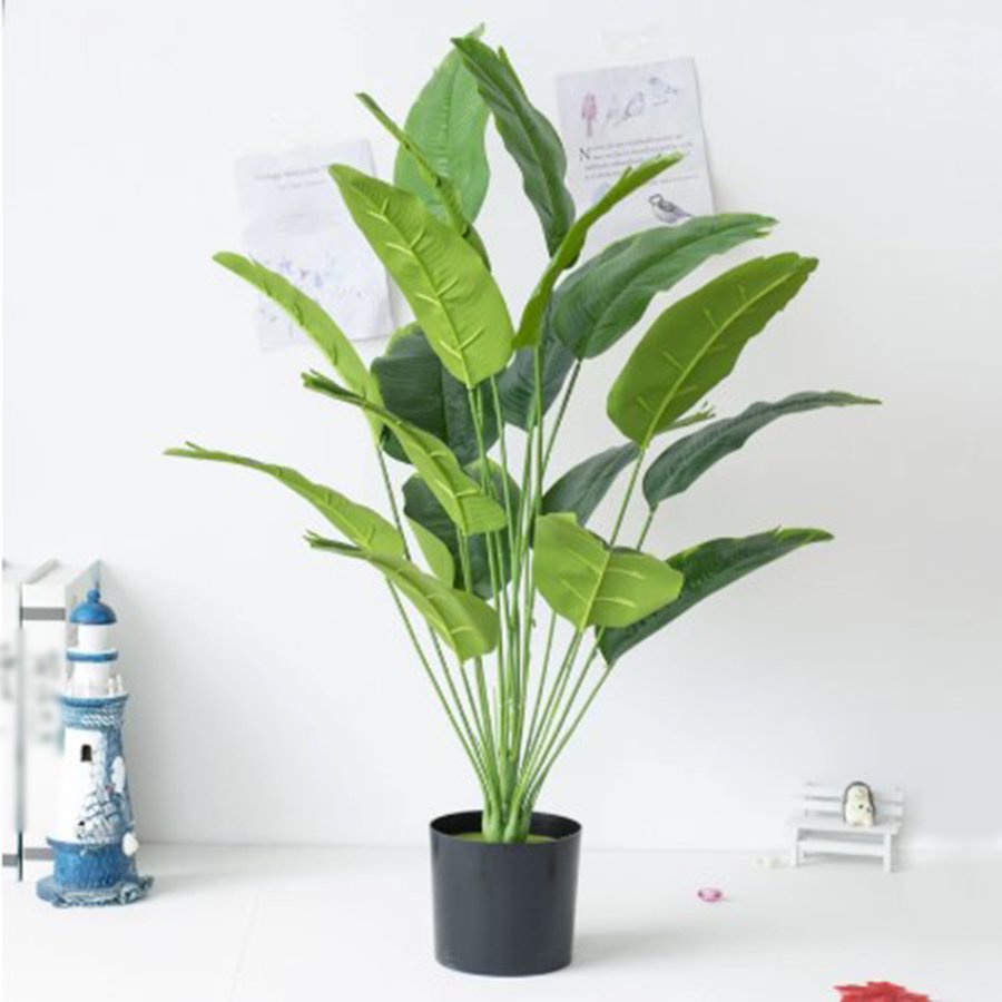 18 Hojas Planta En Maceta Grande Artificial Plátano Árbol De Plástico Falso  Palmera | Shopee Colombia