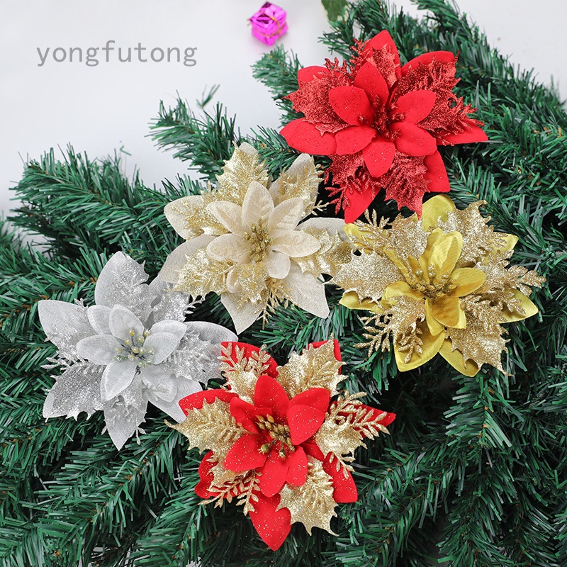 10 Pzs Flores Artificiales De Plástico Para Navidad Falsas Decoraciones De  Árbol De Adorno Suministros De Fiesta | Shopee Colombia