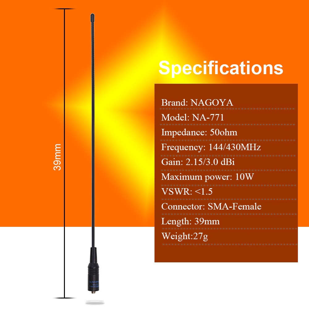 nagoya na-771 sma hembra sma-f doble banda ancha flexible antena 144/430mhz radio de dos vías baofeng uv-5r bf-888s