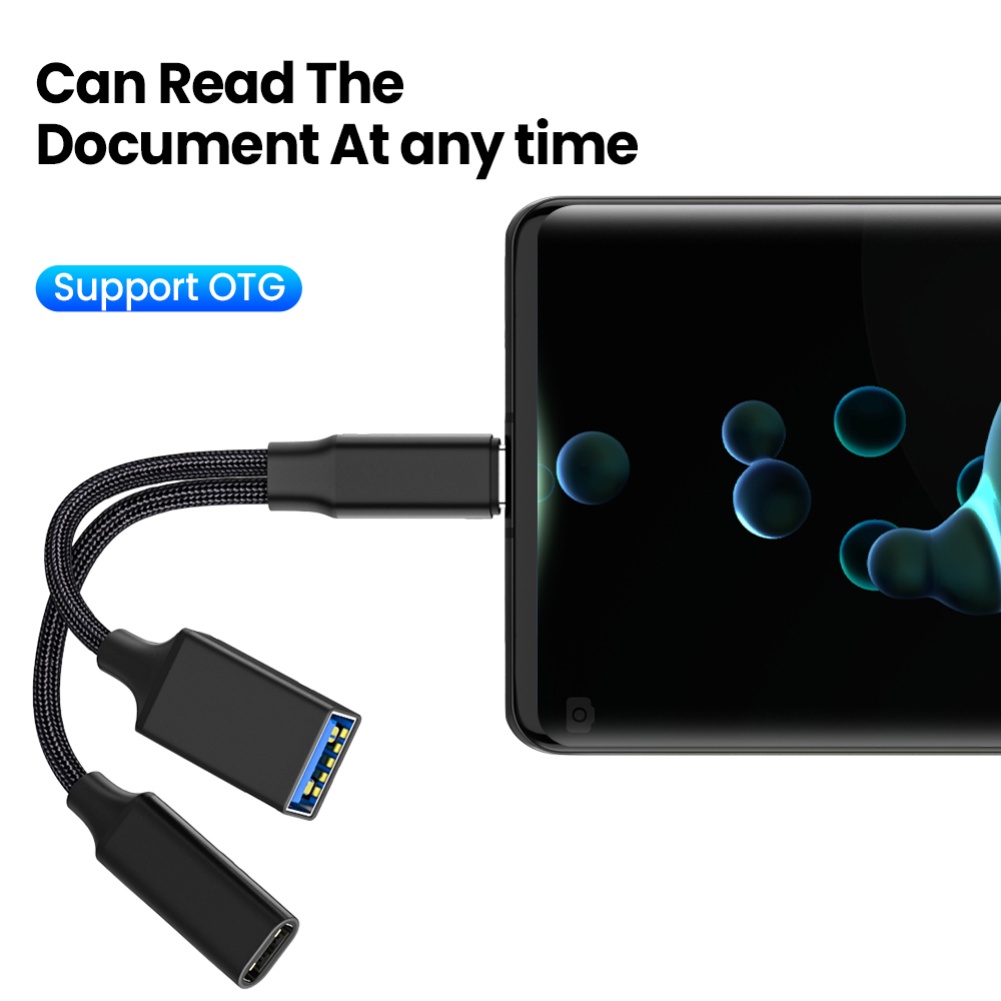 Cable Adaptador 2 En 1 USB C OTG Con Puerto De Carga PD Para Teléfono Inteligente/pc/Tableta