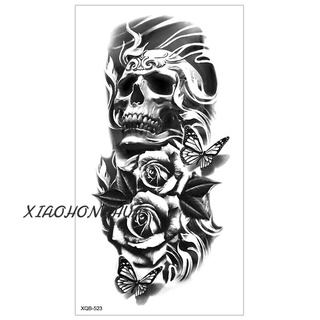 Image of thu nhỏ Small full-arm tattoo sticker waterproof and durable half-arm skull English letter other shore flower tattoo sticker #3