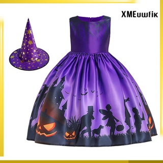 Image of  [Xmeuwfik] Vestido De Disfraz De Halloween Para Niña , Fantasía , Bruja Para Niñas