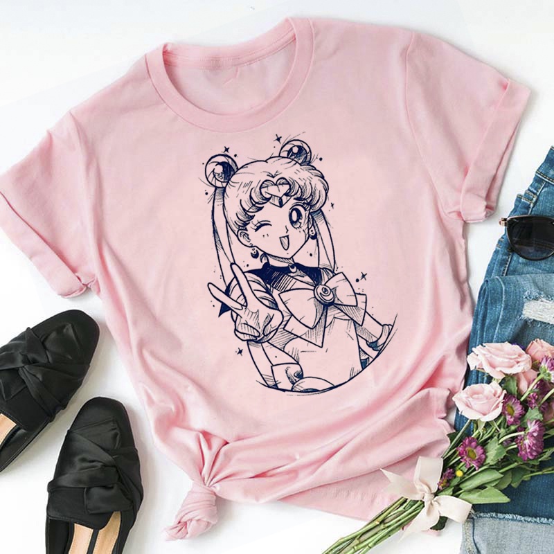 Kawaii Sailor Moon Anime Camiseta Hombre Blanco vintage Pareja Ropa grunge  graphic tees Mujeres tumblr | Shopee Colombia