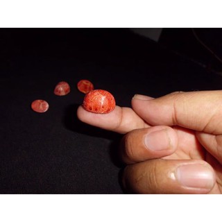 Anillo de piedra CORAL rojo natural Original 100% natural paquete de precio al por menor #1