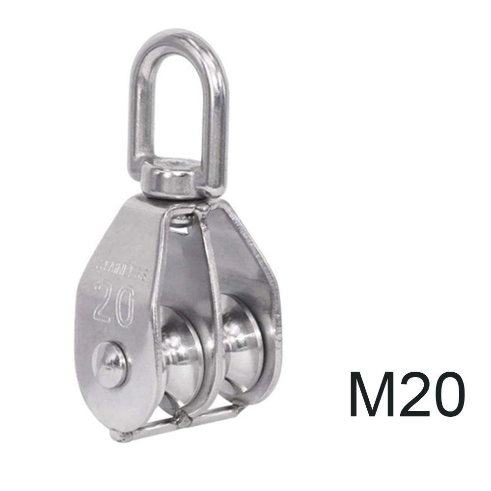 Heavy Duty Stainless Steel M15 Double Wheel Swivel Pulley Lifting Rope Pulley 