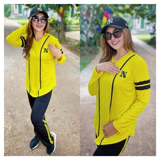 Licra amarillo negro musulmán traje de béisbol largo / camisa de gimnasia larga para Aerobics y Fitness #4