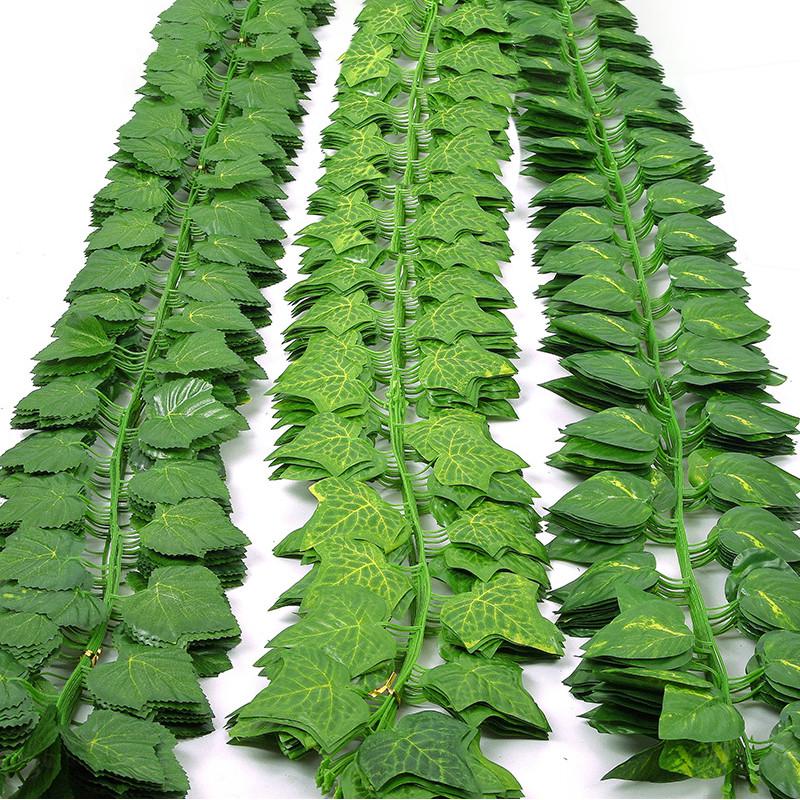 2.3M de largo Artificial verde hiedra hojas guirnaldas plantas/foliaje falso de ratán cadena/plástico enredadera guirnalda colgante/planta Artificial decoración de pared/diy colgante guirnalda decoración del hogar #3