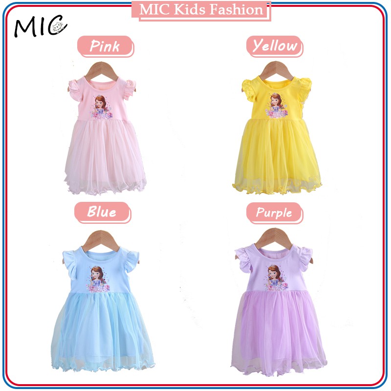 MIC Ropa De Bebé Niña/Caja Ciega 1-5Y Niñas Vestido De Sofía Princesa Frozen Encaje Corto Anime Cantik | Colombia