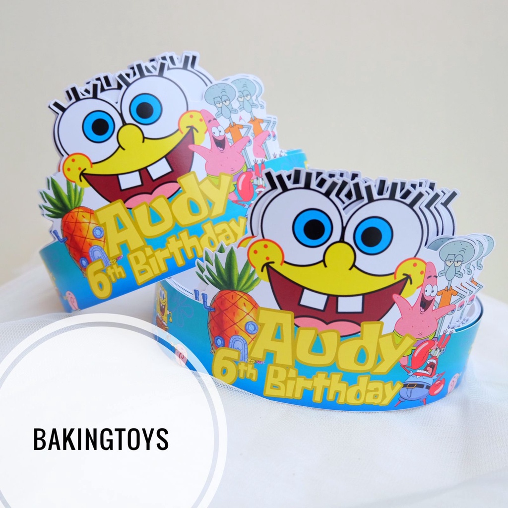 Gorro de cumpleaños para niños bob esponja/vestido de fiesta de cumpleaños  | Shopee Colombia