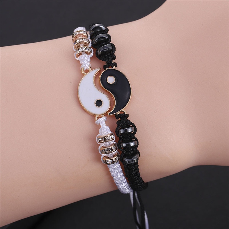 Pulseras De Mejor Amigo Para 2 Cordón Ajustable Yin Yang A Juego Para Bff #5