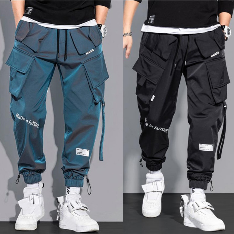 Pantalones cargo Pantalones de casuales para hombres con múltiples bolsillos de hip hop a la moda para hombres | Shopee Colombia