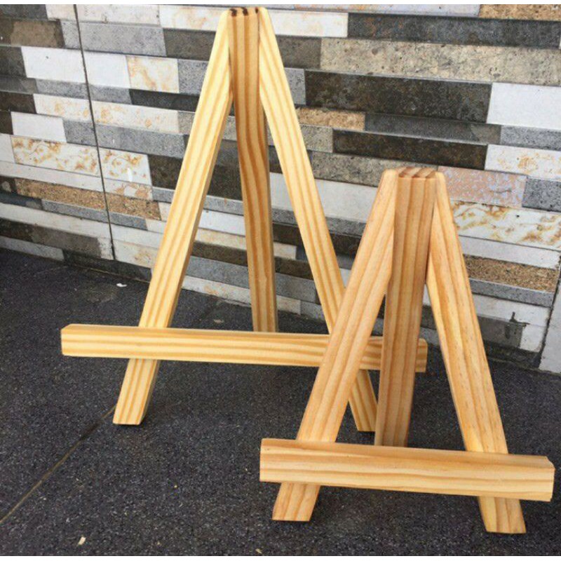 Stobok Pequeño triángulo marco de madera portátil trípode soporte para marcos de fotos calendario de mesa 6 unidades/18 x 24 cm caballete tablet color Bild 1 Größe 2 