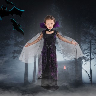 Image of C17U ❤COD❤New Arrival Girls Horror Gothic Vampire Lace Dress Child Spider Bat Cosplay Halloween Christmas Party Costume Carnival Stage Dress up Props