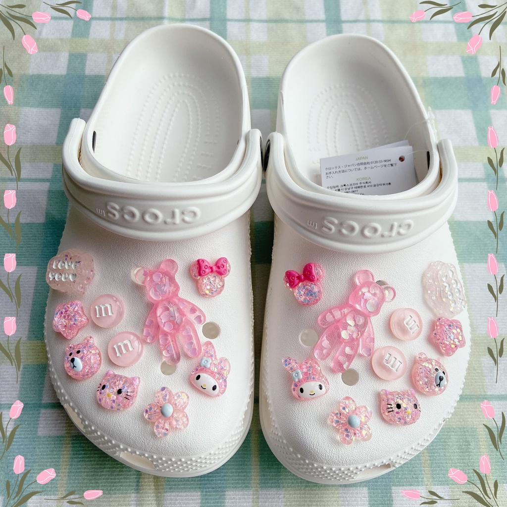20PCS Princesa Brillante Rosa Jibbitz Crocs Charm Botón Zapatos | Shopee  Colombia