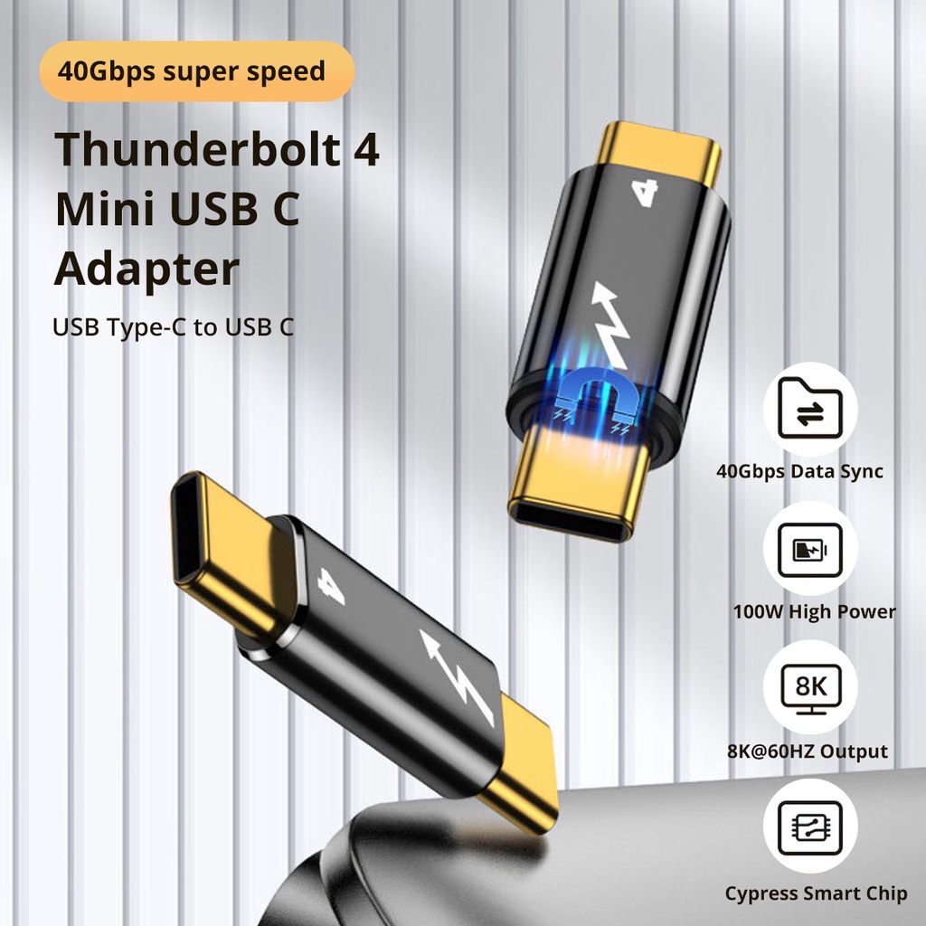 Adaptador Fonken Thunderbolt 4 40Gbps USB C 8K @ 60Hz 100W 5A A Tipo Convertidor De Carga Rápida Mini De Datos