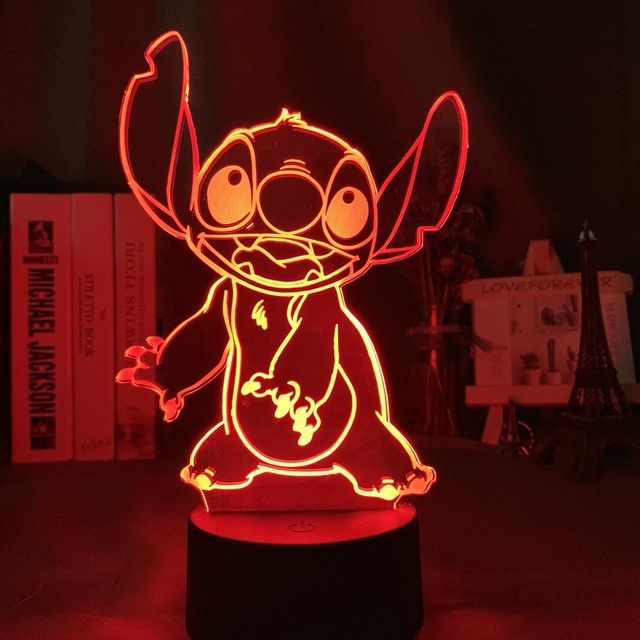 Figuras anime Luces led Lámpara led de Disney Star Baby Stitch USB Regalo creativo 16 colores Control remoto Lámpara de escritorio 3D Lilo y Stitch Luz de noche LED Regalo de cumpleaños para niños #2