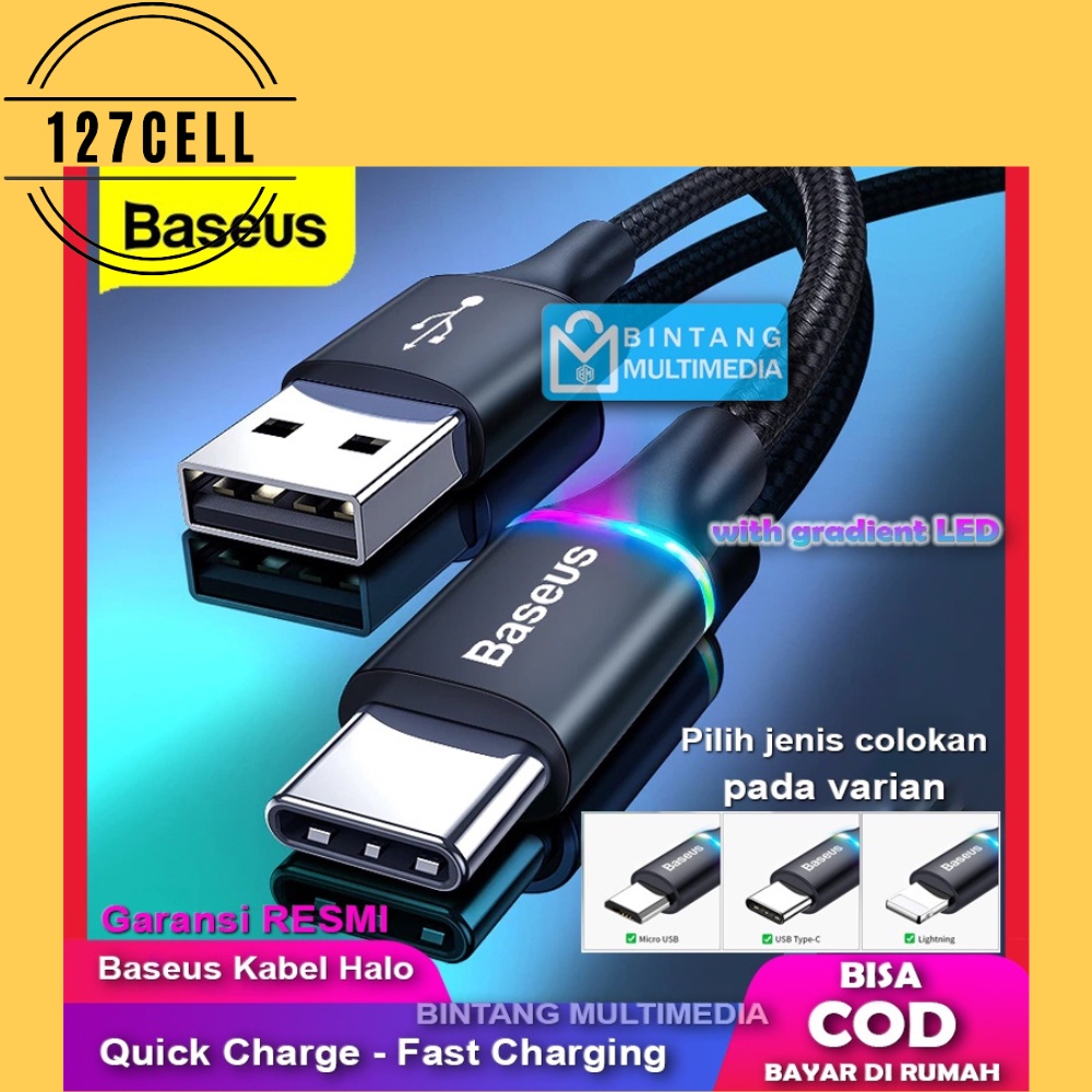 Image of Led BASEUS HALO Cable LIGHTNING de carga rápida / MICRO USB / tipo-C 1M elija uno sí con usted HP #0