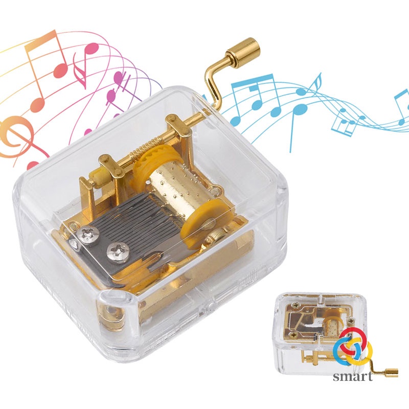 lzndeal acrílico caja de música mano manivela Metal movimiento caja de música niños juguete regalo de cumpleaños de Navidad 
