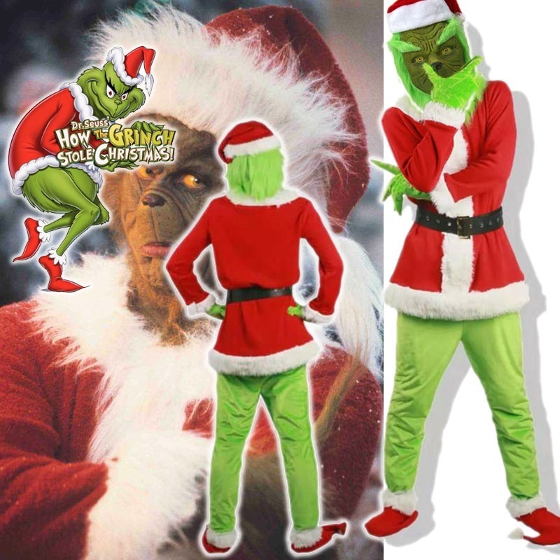 grinch disfraz de cosplay de navidad cómo el grinch robó trajes de navidad  con accesorios de máscara | Shopee Colombia