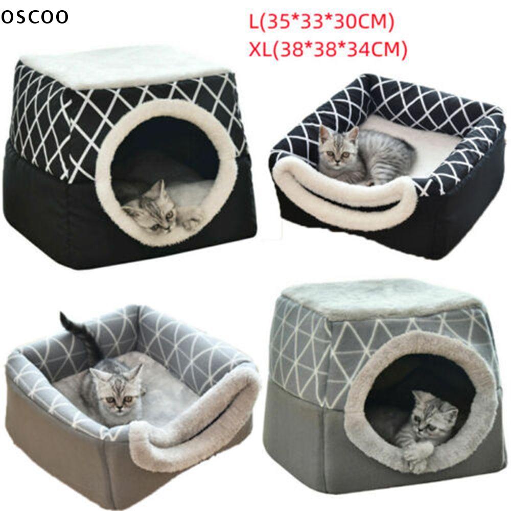 Image of OSCOO Cat Sleeping Bed Cojín De Felpa Almohadillas De Casa Para Cachorro Cesta De Perrera #0