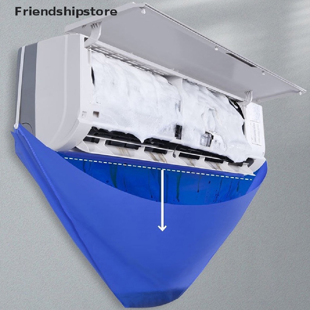 aire acondicionado de tela Oxford engrosada azul Bolsa de polvo a prueba de agua con tubos de agua Bolsa de limpieza de aire acondicionado bolsa protectora de lavado elástica montada en la pared 