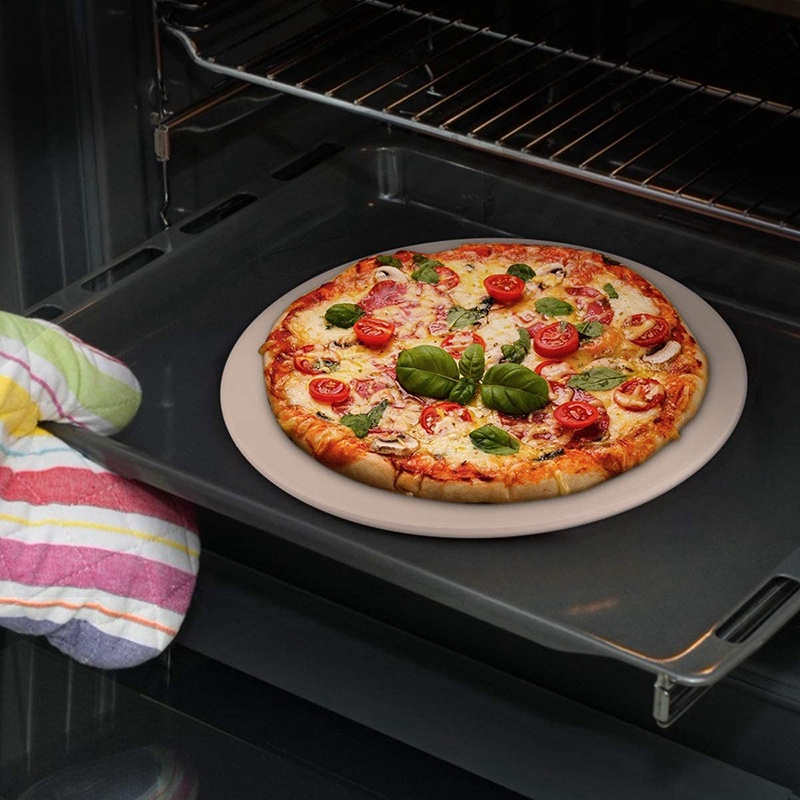 parrilla para hornear pizza horno con bandeja de aluminio pan casero y pasteles en horno de leña Piedra redonda para pizza Ø 33 cm de cordierita barbacoa de gas / carbón 
