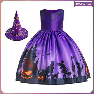 Image of  [Xmaxucuu] Vestido De Disfraz De Halloween Para Niña , Fantasía Bruja Para Niñas
