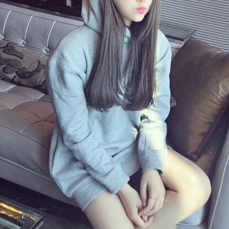 Image of  Conejo Oreja Sudadera Liso De Gran Tamaño Con Capucha Vestido Túnica De Manga Larga Mujeres Poleron Mujer 2020 Canguro Poeta Bo #2