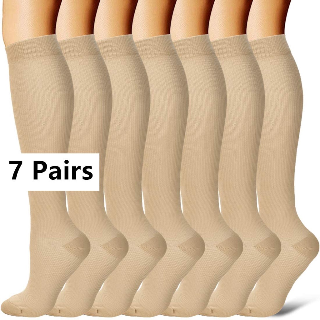 ASPCOK 7 Pares de Calcetines de Compresión para Hombres y Mujeres 