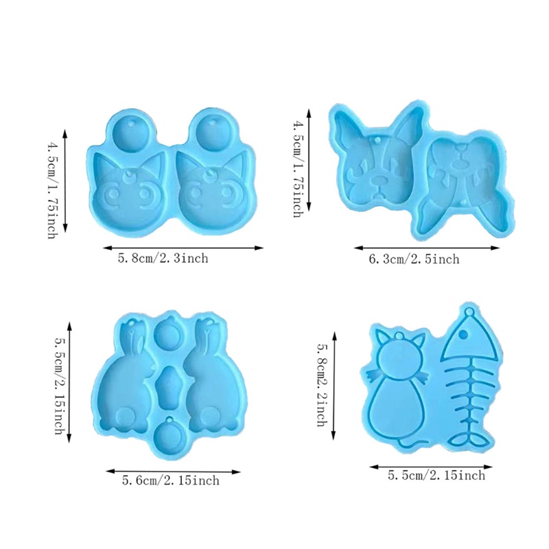 JEN Lindo Gato Pez Conejo Pendientes Molde DIY Colgante Joyería Resina Epoxi De Fabricación