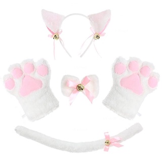 Image of thu nhỏ EST Women Lady Cat Kitty Maid Cosplay Costume Set Plush Ear Bell Headband Bowknot Collar Choker Tail Paws Gloves Anime Props #8